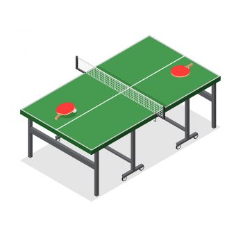 Green,Wooden,Table,Tennis,Game,Isometric,View,Equipment,For,Ping